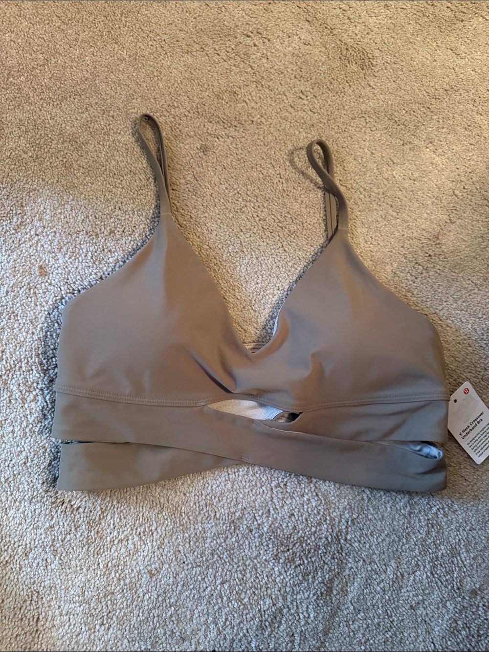 lululemon athletica taupe strappy light-support bra